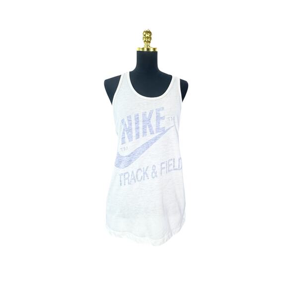 Nike White Blue Track & Field Tank Top - Size L - Picture 1 of 5